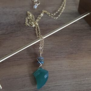Green Onyx & Black Opal Gold Necklace