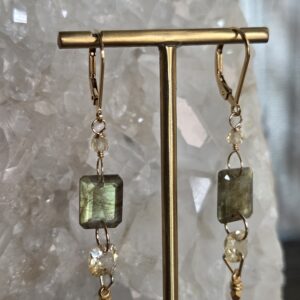 Labradorite & Citrine Gold Earrings