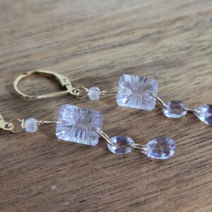 Carved Pink Amethyst Earrings