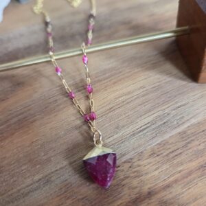 Ruby Arrow on Emerald Gold Chain