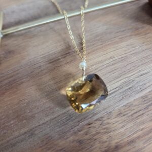 Cognac Quartz Gold Necklace